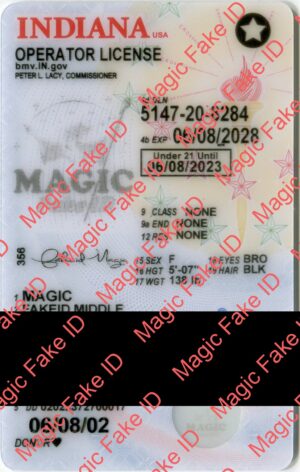 New Indiana U21 Driver License Polycarbonate
